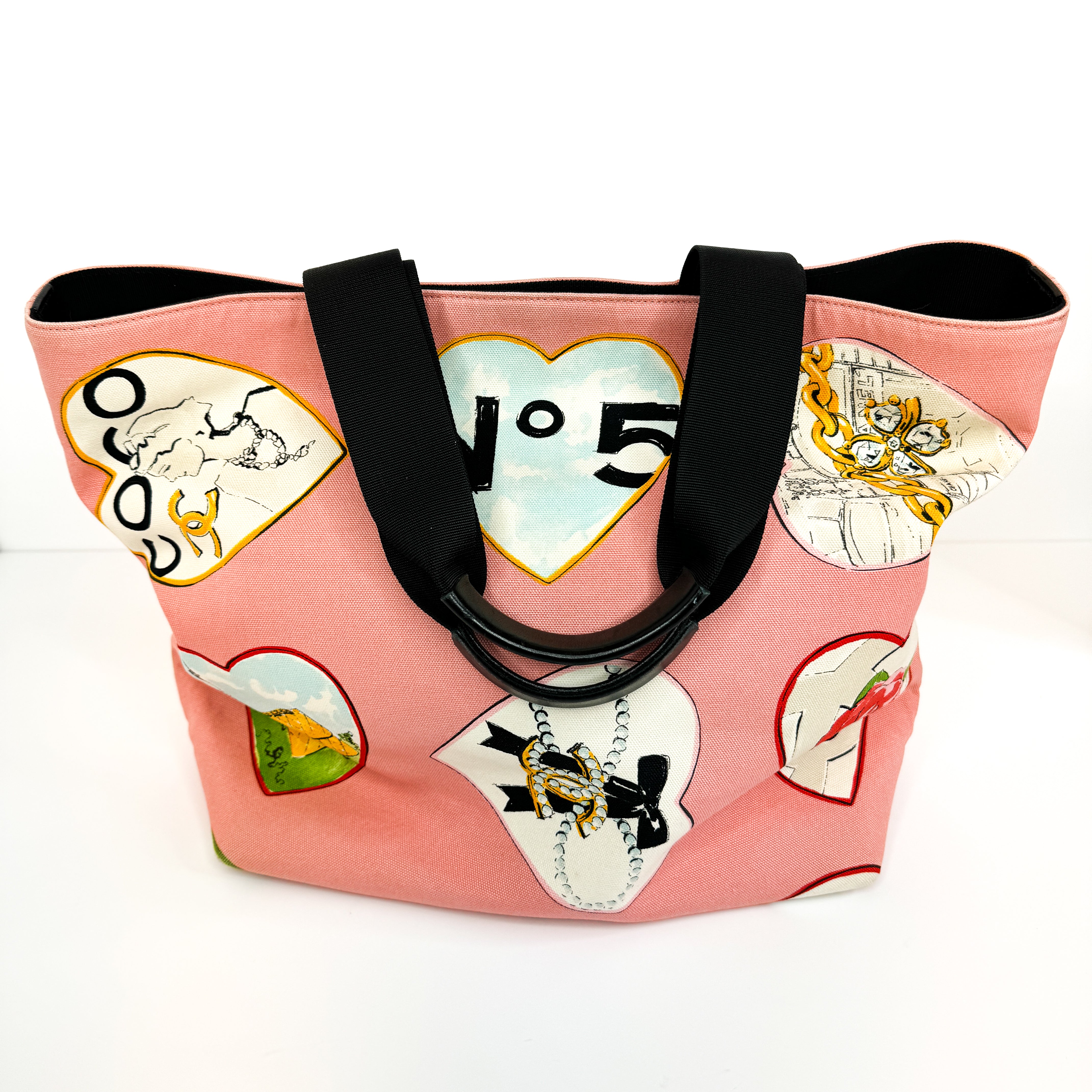 Pre-Owned Authentic Chanel Coco Hearts 2006 Karl Lagerfeld Cruise Collection Valentine's Day Pink Tote