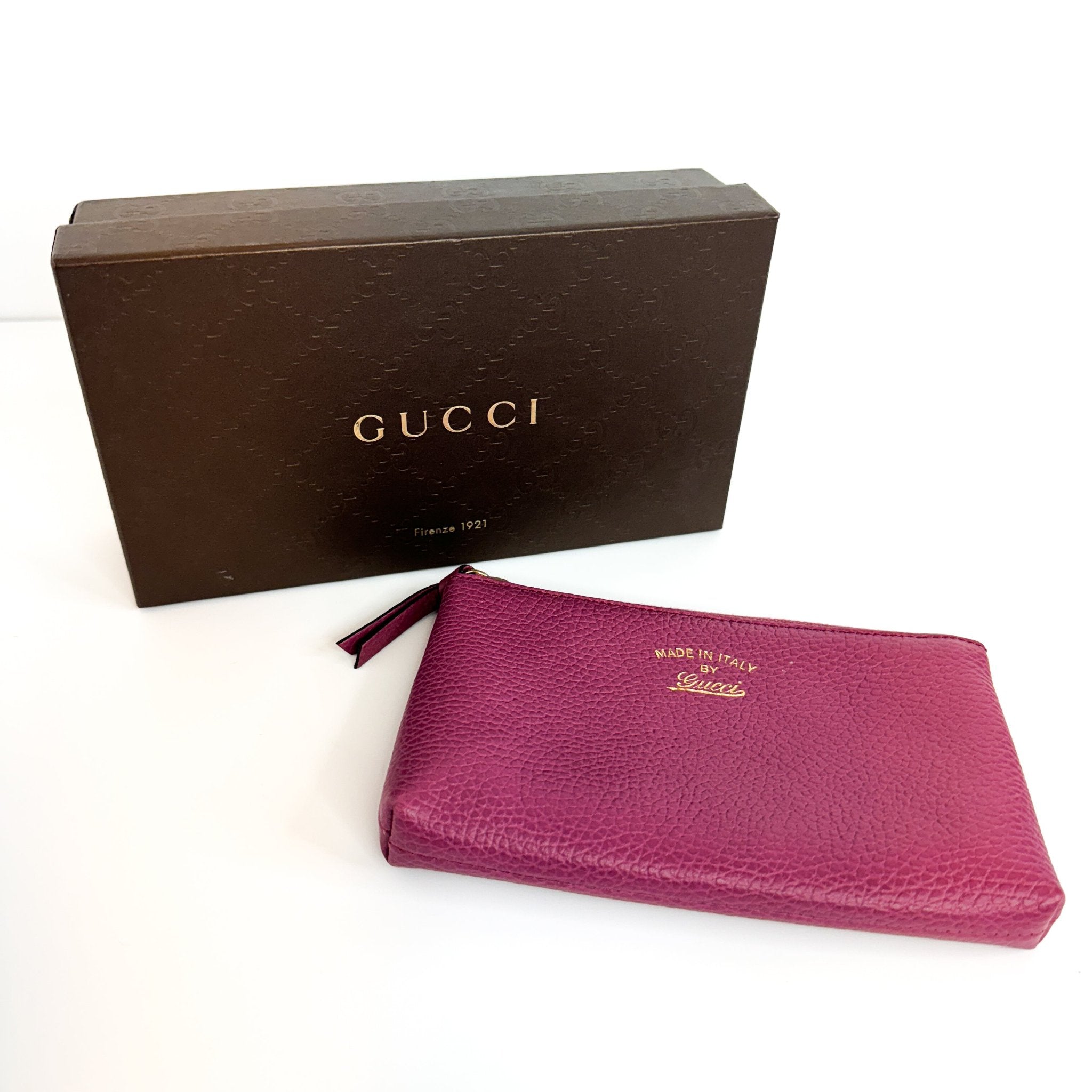 Pre-Owned Gucci Leather Small Leather Goods Purple Pouch