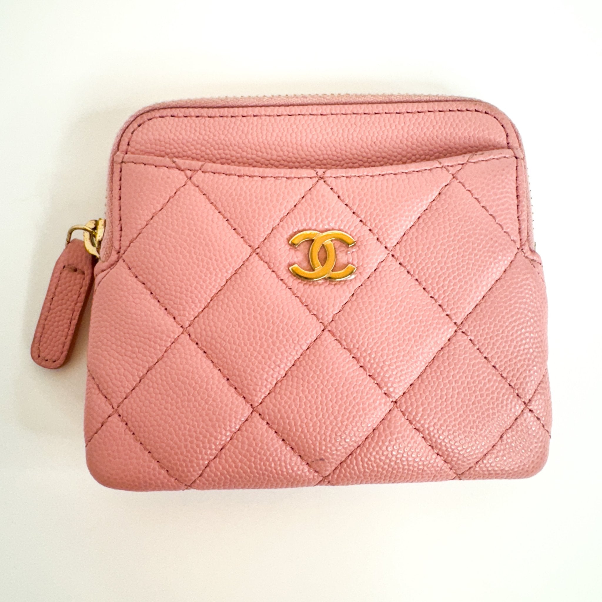 Pre-Owned Chanel Caviar Leather Small Leather Goods Pink Wallet