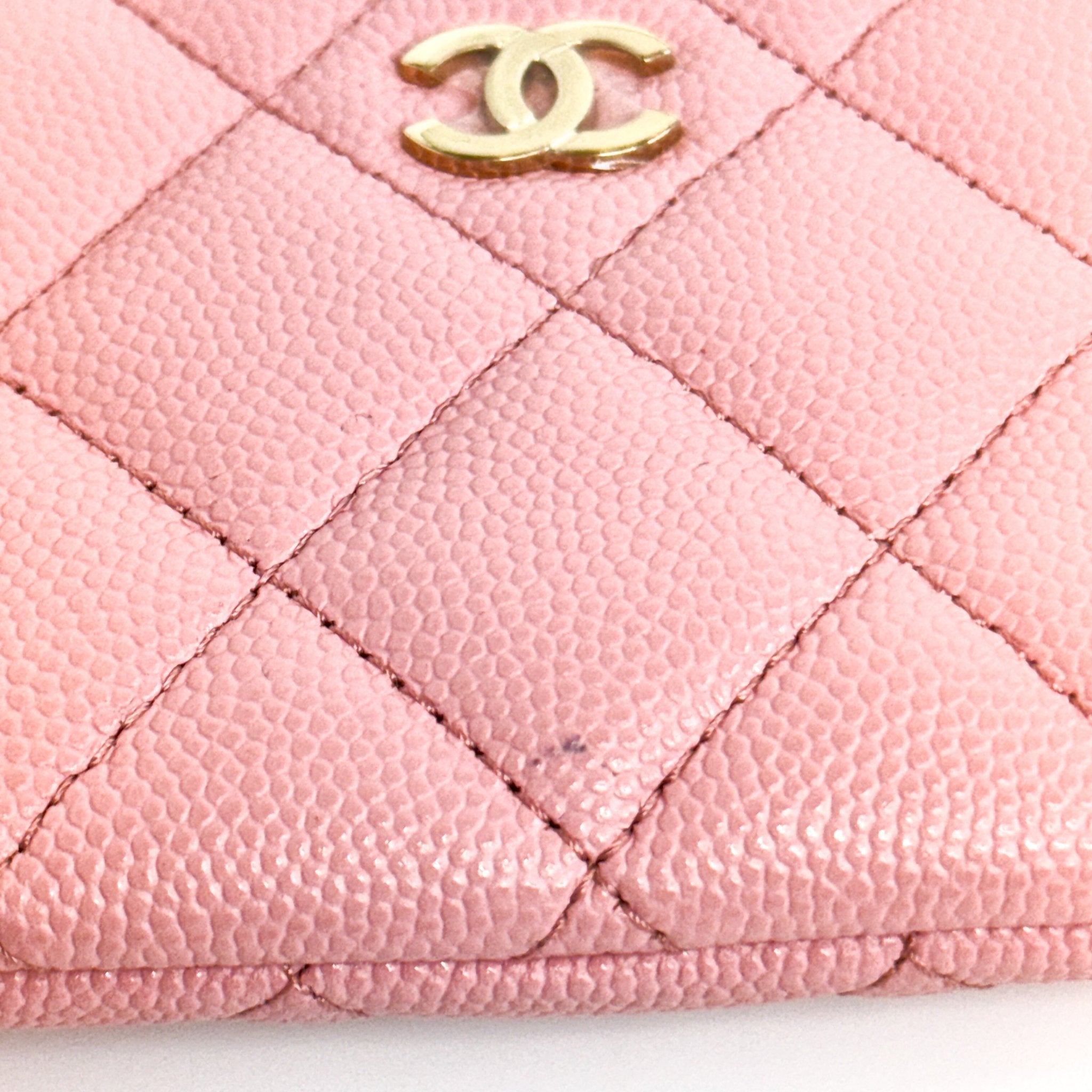 Pre-Owned Chanel Caviar Leather Small Leather Goods Pink Wallet