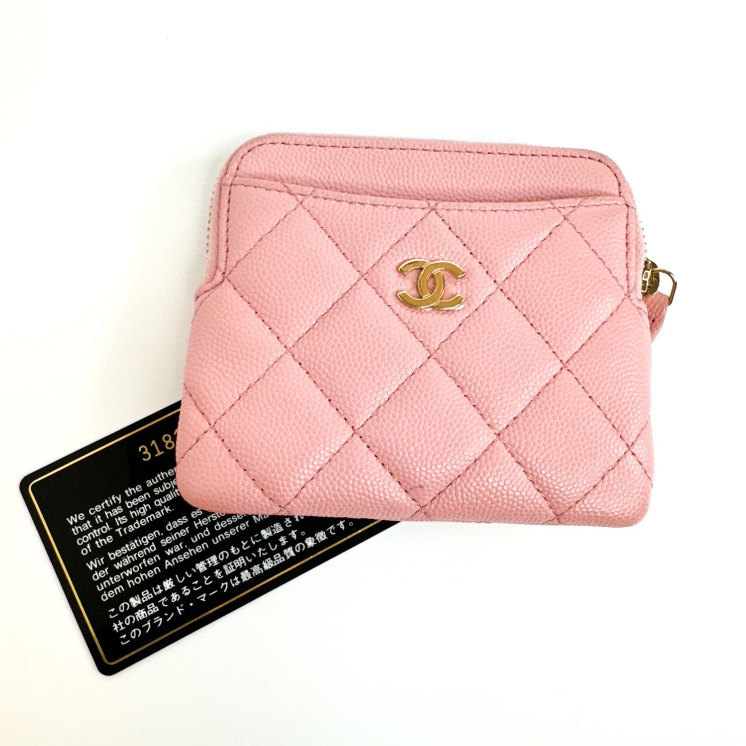 Pre-Owned Chanel Caviar Leather Small Leather Goods Pink Wallet