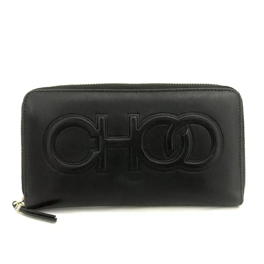 Pre-Owned Authentic Jimmy Choo Black Long Zippy Wallet